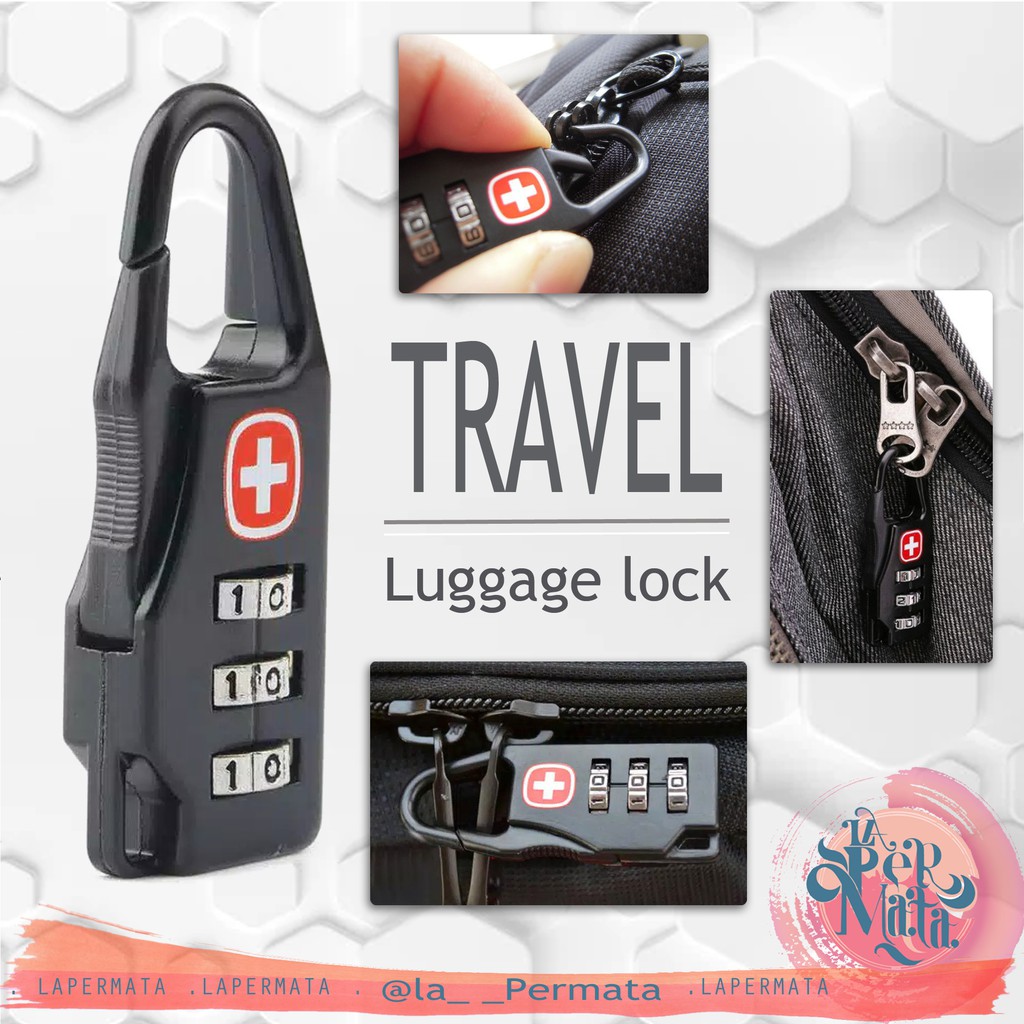 Gembok Koper Swiss Travel Luggage Lock / Loker 3 Numeric Code - LPM Shop