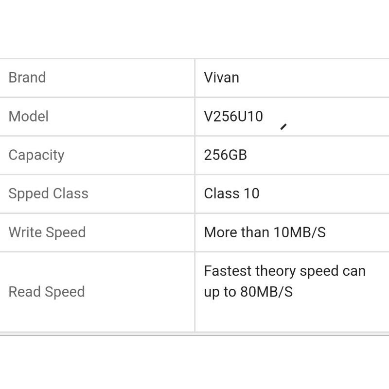 ORIGINAL MEMORI MMC VIVAN MicroSD Class 10 TF Card ( 256GB ) - V256U10