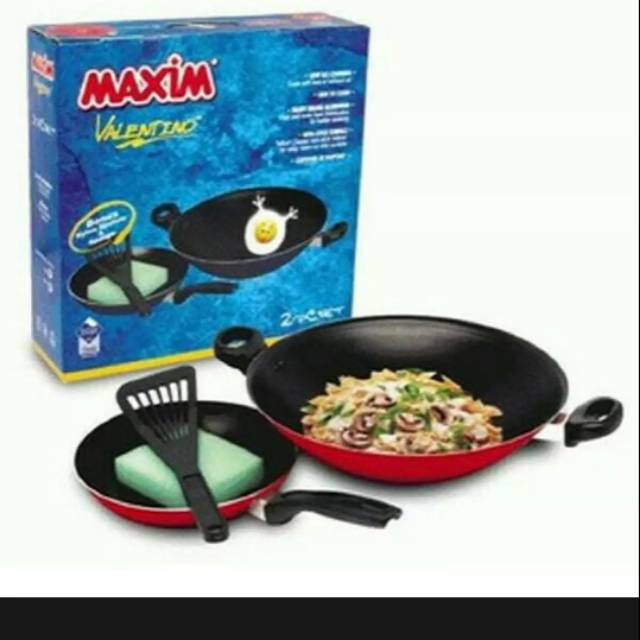 MAXIM Teflon Valentino set 2pcs // Maxim Wajan//Maxim Kuali