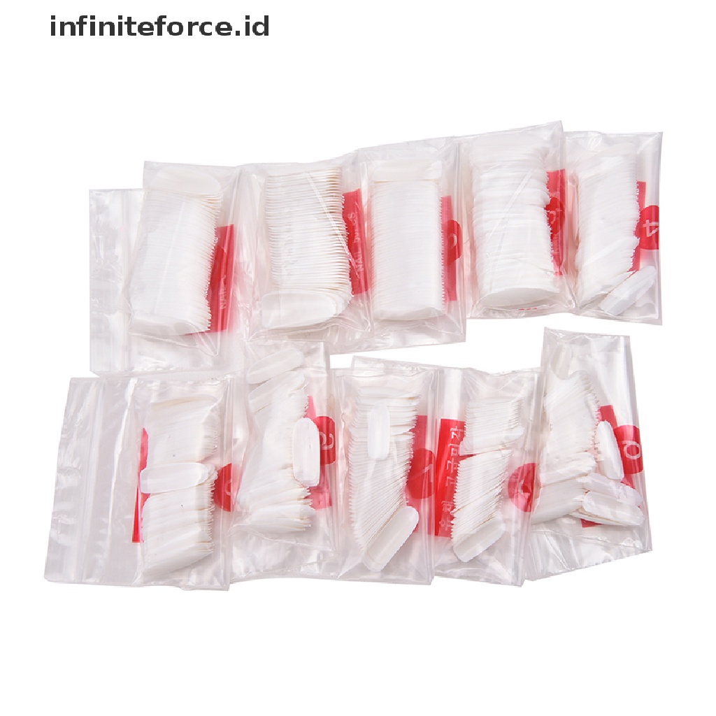 Infiniteforce.id 500Pcs / Set Kuku Palsu Akrilik UV Gel Full Cover Untuk Nail Art / Manicure