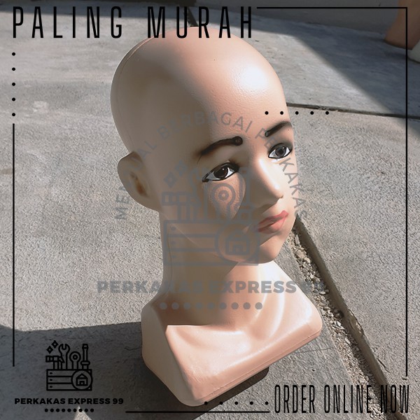 Patung / Manekin Kepala Anak / Display Jilbab, Kerudung, Wig Warna Kulit