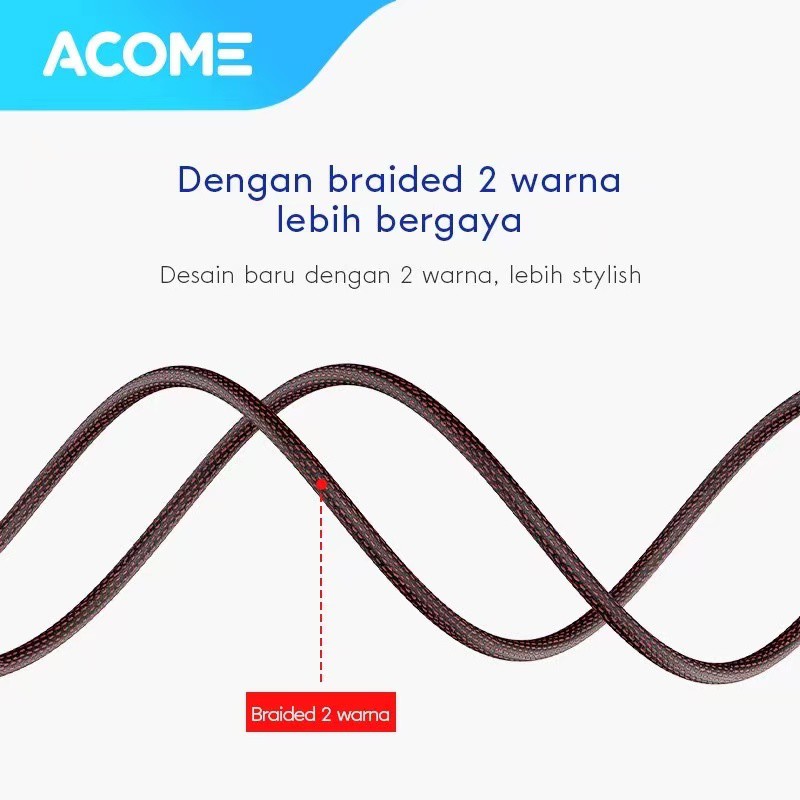 ACOME Kabel Data Micro USB 1 Meter cable  AiC Fast Charging Garansi Resmi 1 Thn ASM-010