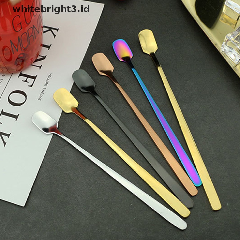 (whitebright3.id) 1pc Sendok Kopi Gagang Panjang Bahan Stainless Steel