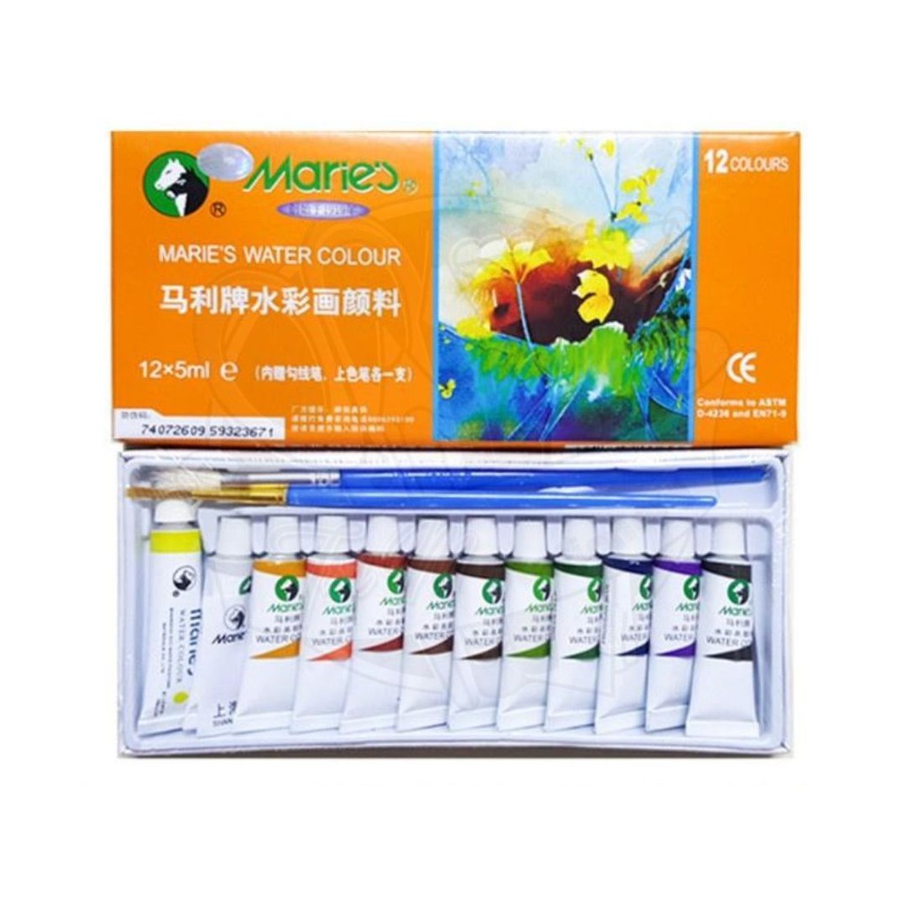 

Maries Water Colour E1325 Cat Air Tube 5ml 12 Warna + Kuas