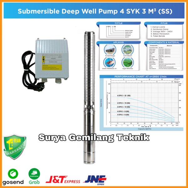 Mesin Pompa Satelit Sibel York 1HP 12SS Stainless Submersible Pump