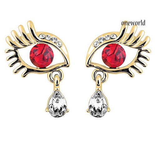 OW@ Women's Crystal Rhinestone Eye Tear Pendant Eyelash Earrings Eardrop Jewelry