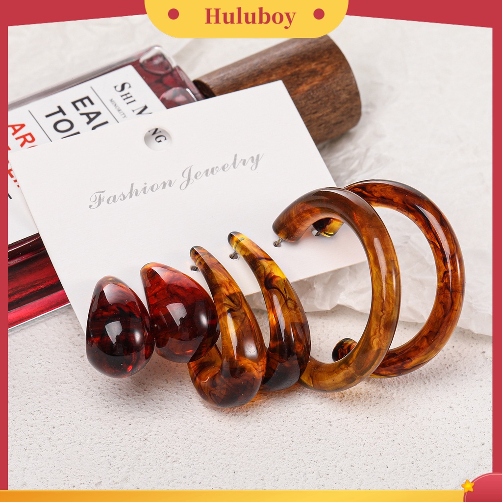 Hu Hu Hu Hu Hu Alat Bantu Pasang Kacamata♡ 3 Pasang / Set Anting Tusuk Bentuk C Bahan Akrilik Transparan Untuk Wanita