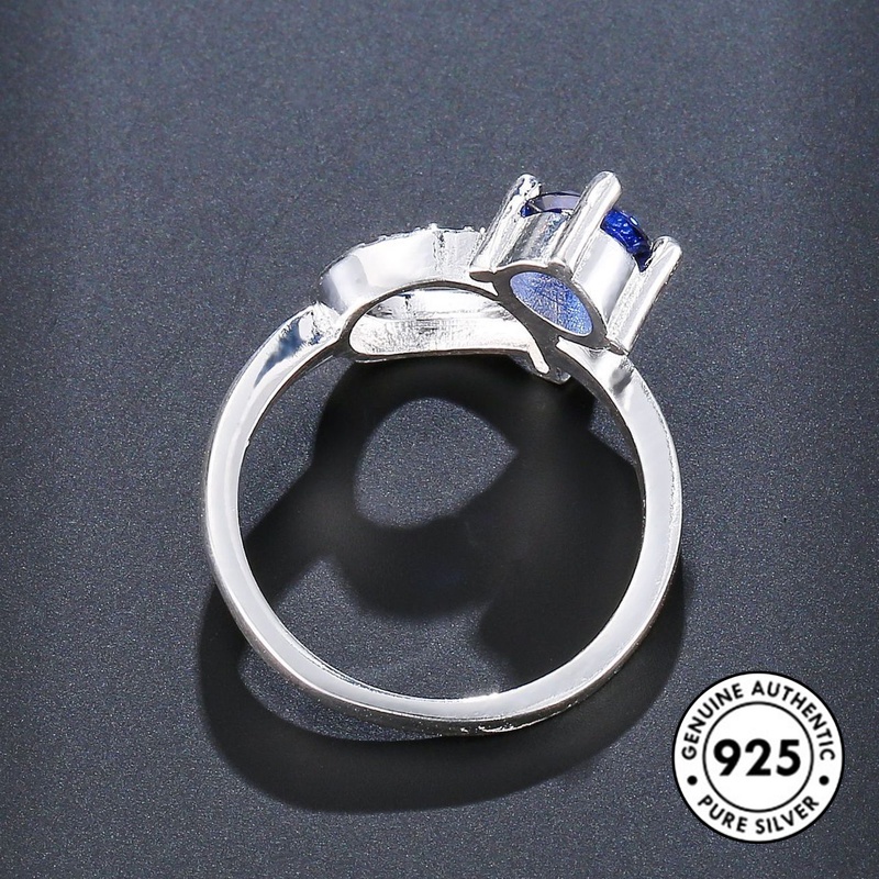 Cincin Sapphire Bahan S925 Silver Gaya Vintage