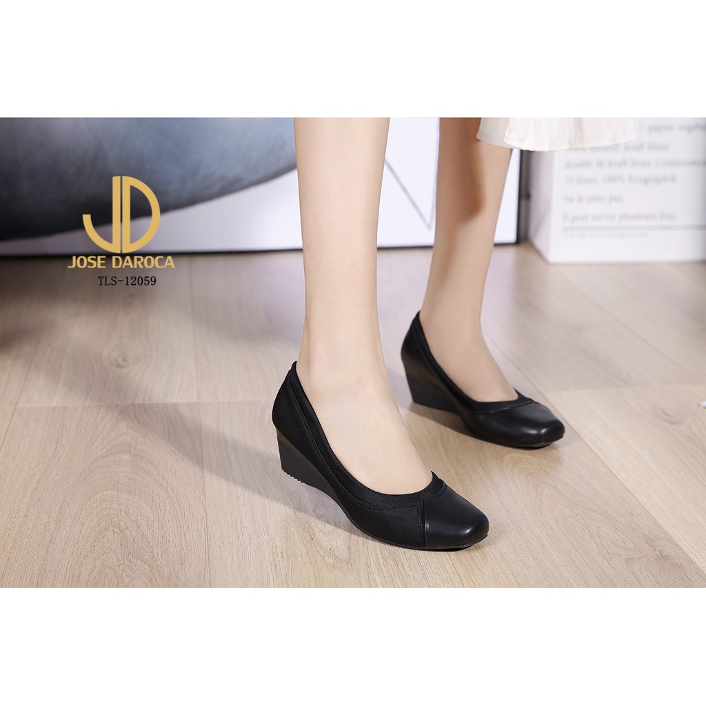 JOSE DAROCA Sepatu Wedges Kulit Halus # TLS-12059# Original