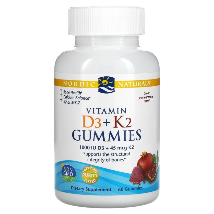 Nordic Naturals Vitamin D3 + K2 60 Gummies