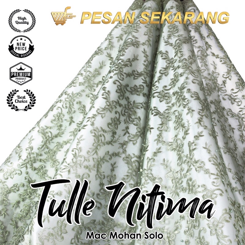 [NEW ARRIVAL] TULLE NITIMA WITH PEARLS BY MAC MOHAN PER O.5M TULLE BORDIR TEBAL DENGAN MUTIARA UNTUK WEDDING DRESS BALL GOWN BAJU PESTA KEBAYA