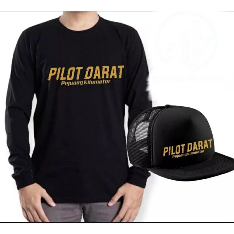KAOS PILOT DARAT LENGAN PANJANG BONUS TOPI