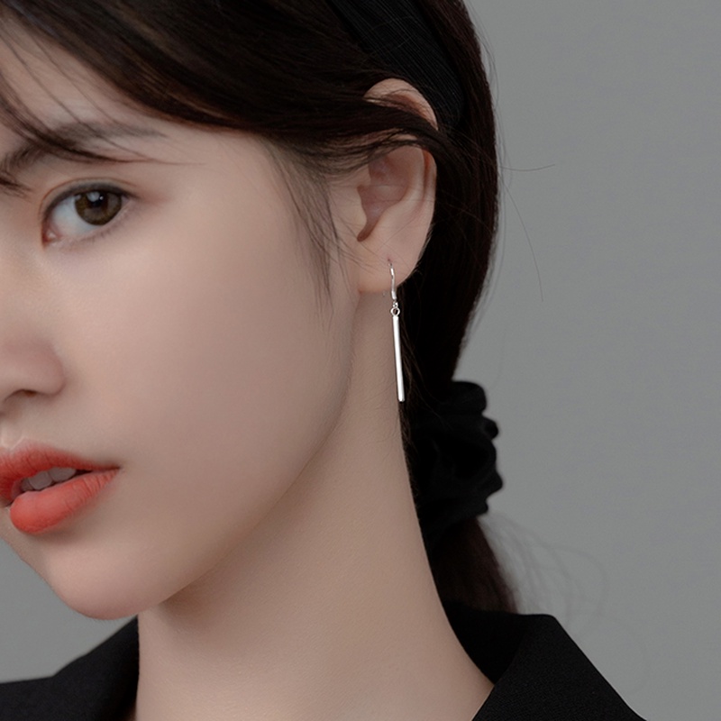 Papaozhu Minimalis S925 Perak Stik Menjuntai Anting Untuk Wanita Gadis Fashion Geometris Slim Bar Earring Perhiasan Aksesoris