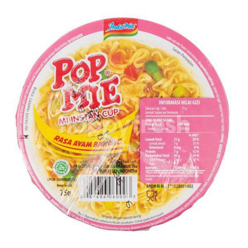 

Pop mie cup rasa ayam bawang 75gr