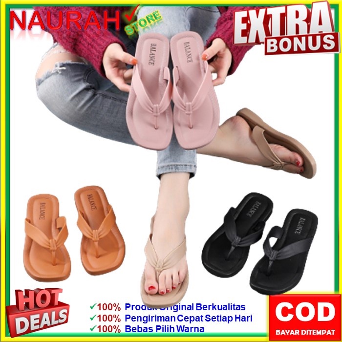 SANDAL JELLY BALANCE 1256 18 JEPIT WANITA MOTIF TALI SIMPUL DEPAN NYAMAN AWET SOL KARET TIDAK LICIN