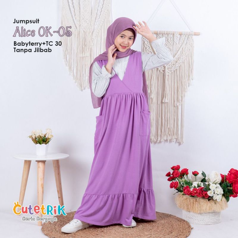 Gamis Overall Anak Perempuan Cutetrik Set Jumpsuit Anak