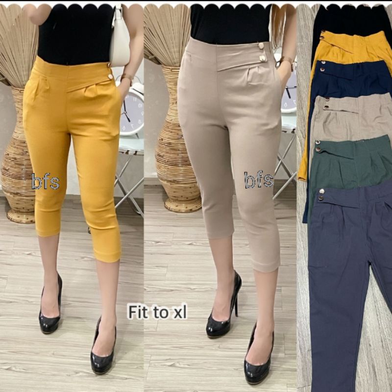 Celana 7/8 button/ SoftJeans Stretch Import 9421