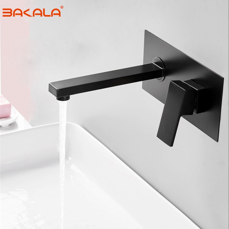 Bakala Luxury Matte Black Bathroom Faucet Basin Sink Tap Wall