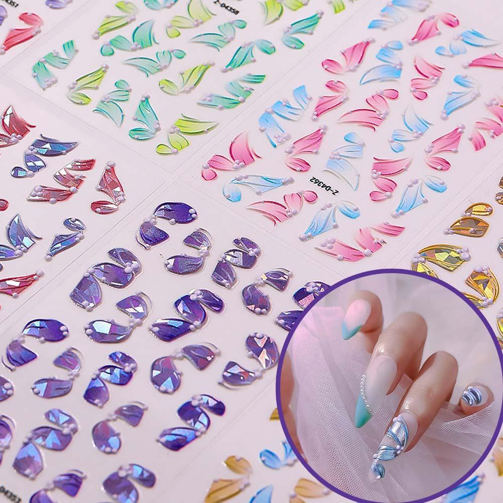 AUGUSTINA Agustina 5D Timbul Stiker Kuku Elegan Tiga Dimensi Fashion DIY Nail Art Dekorasi