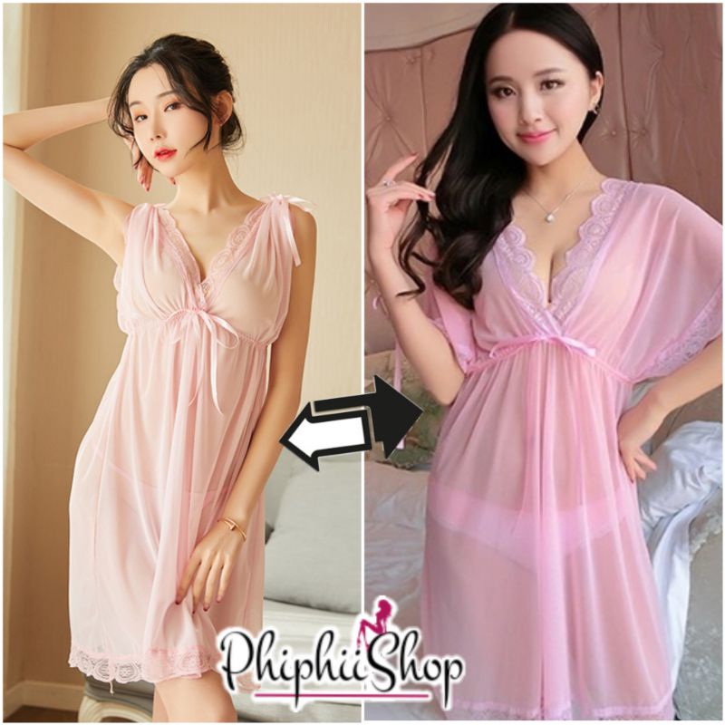 Lingerie Dress Tidur Renda Big Size 2 in 1 model Lace Sexy Night Gown Jumbo