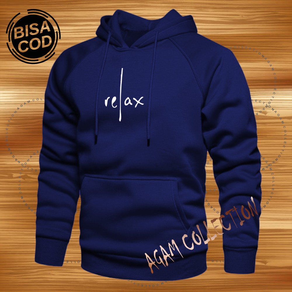 Agam collection Sweater Hoodie Distro Relax Premium Text Putih Pria Wanita