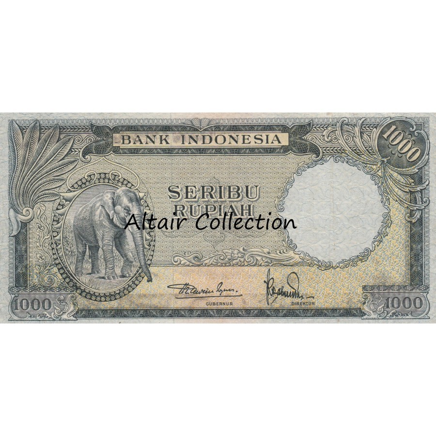Uang Kuno 1000 Rupiah 1957 Hewan Gajah