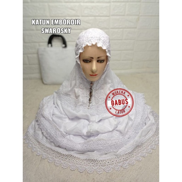 Mukena terusan katun jepang renda swarosky