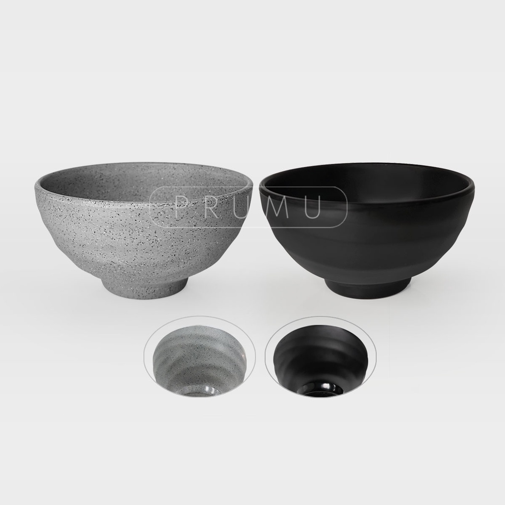 PRUMU Melamine Stone Mangkok 6 inch - Rice Bowl - Mangkok Mie - Mangkok Cafe - Mangkok Restoran - Golden Dragon W3506A