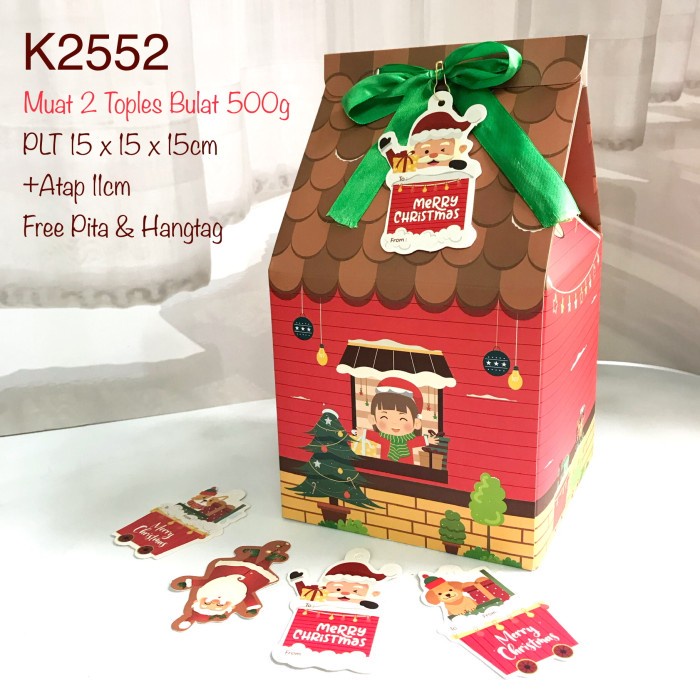 

(10pcs) K2552 Kotak Natal muat 2 Toples 500g Dus Model Rumah| Christmas Box K25