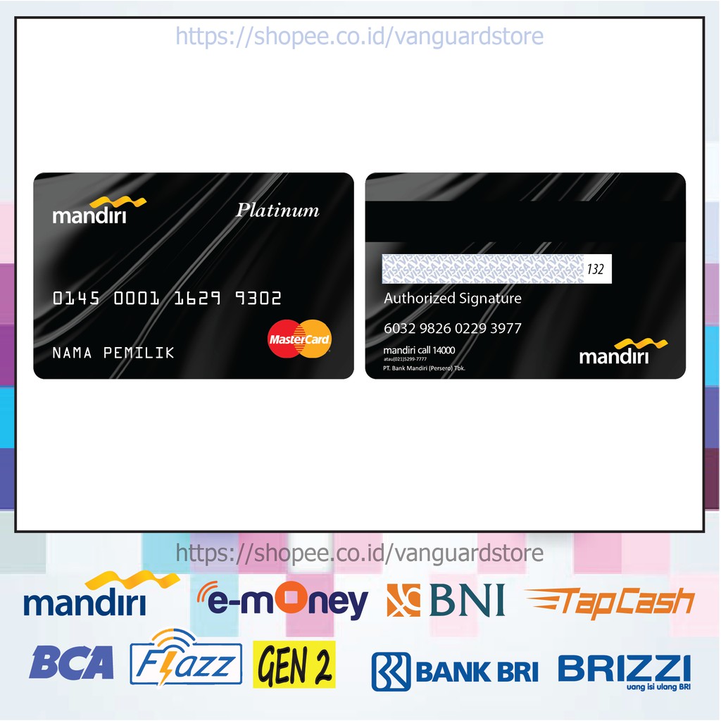 KARTU E MONEY E TOLL DESIGN CREDIT CARD 1 EMONEY MANDIRI FLAZZ BCA BNI TAPCASH BRIZZI BRI - 2 SISI