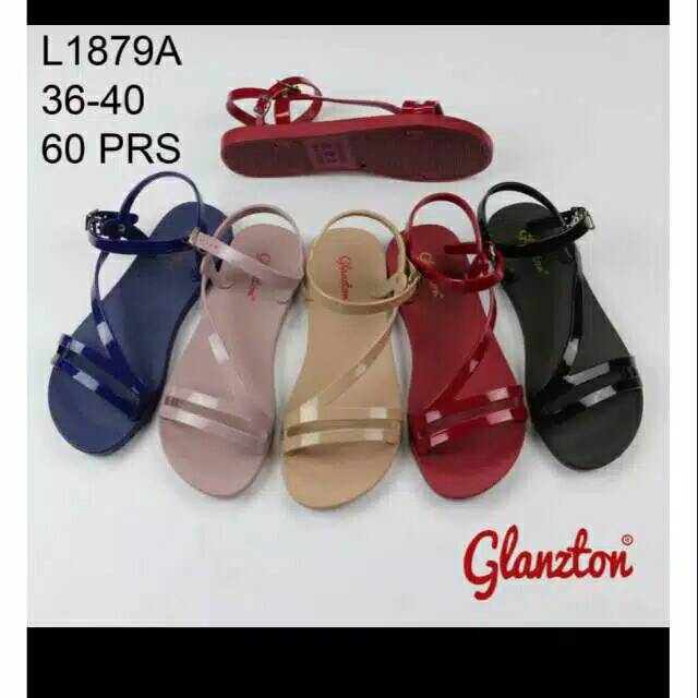 SANDAL JELLY TALI WANITA/SANDAL TEPLEK GLADIATOR MERK GLANZTON L1879A