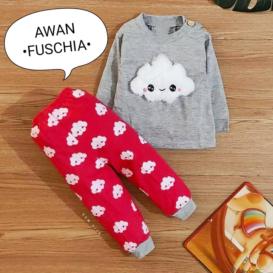 Klik Mds Baju Tidur Anak Bayi Usia 2-15 Bulan Motif Boneka Awan Piyama Anak