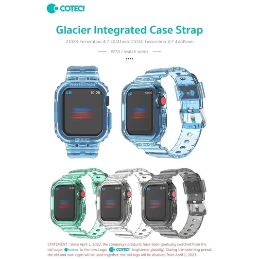 Tali iwatch with case strap GLACIER COTECI TRANSPARAN IWATCH 9 8 7 6 5 SE