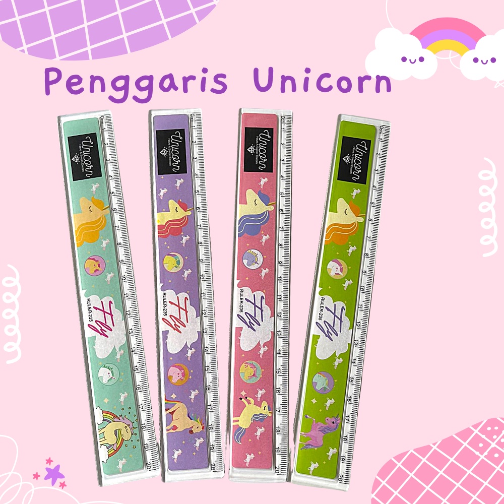 Penggaris Unicorn 20cm Anak Cewek Sekolah Alat Tulis Perempuan