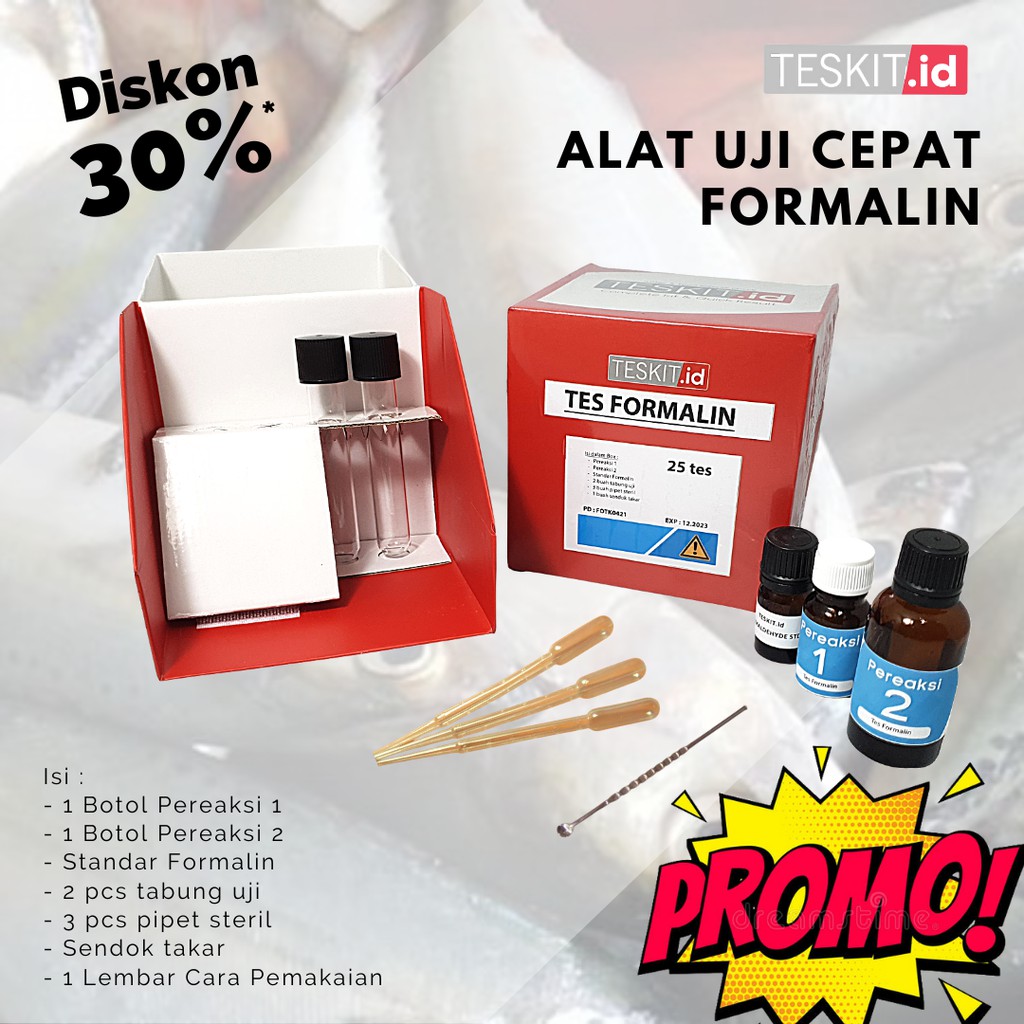 Reagent Test Kit Formalin, Alat Uji Cepat Kandungan Formalin Isi 25 Test