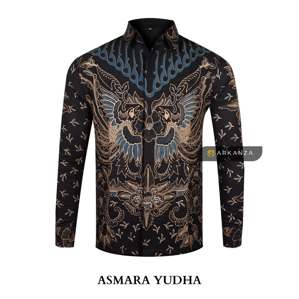 BATIK ARKANZA Motif ASMARA YUDHA Hem Atasan Kemeja Baju Batik Pria Cowok Produsen Slimfit Full Lapis Furing Lengan Panjang Lengan Pendek Original Asli