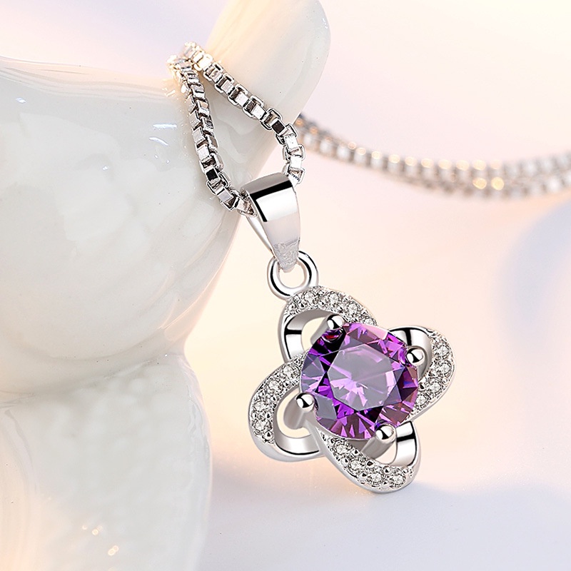 925 liontin perak murni untuk wanita liontin berlian perhiasan kalung fashion DZ-006