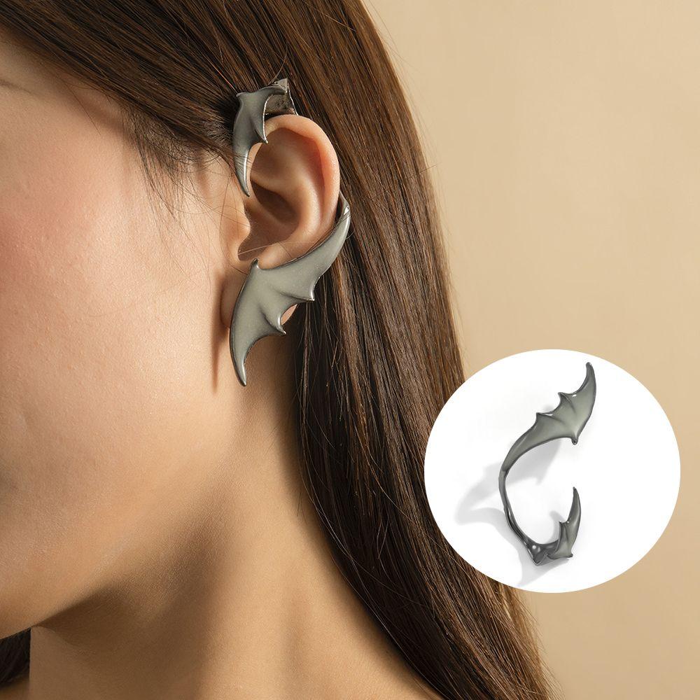 Perhiasan Peri LILY Punk Naga Earcuff Hitam Goth Elf Ear Clip