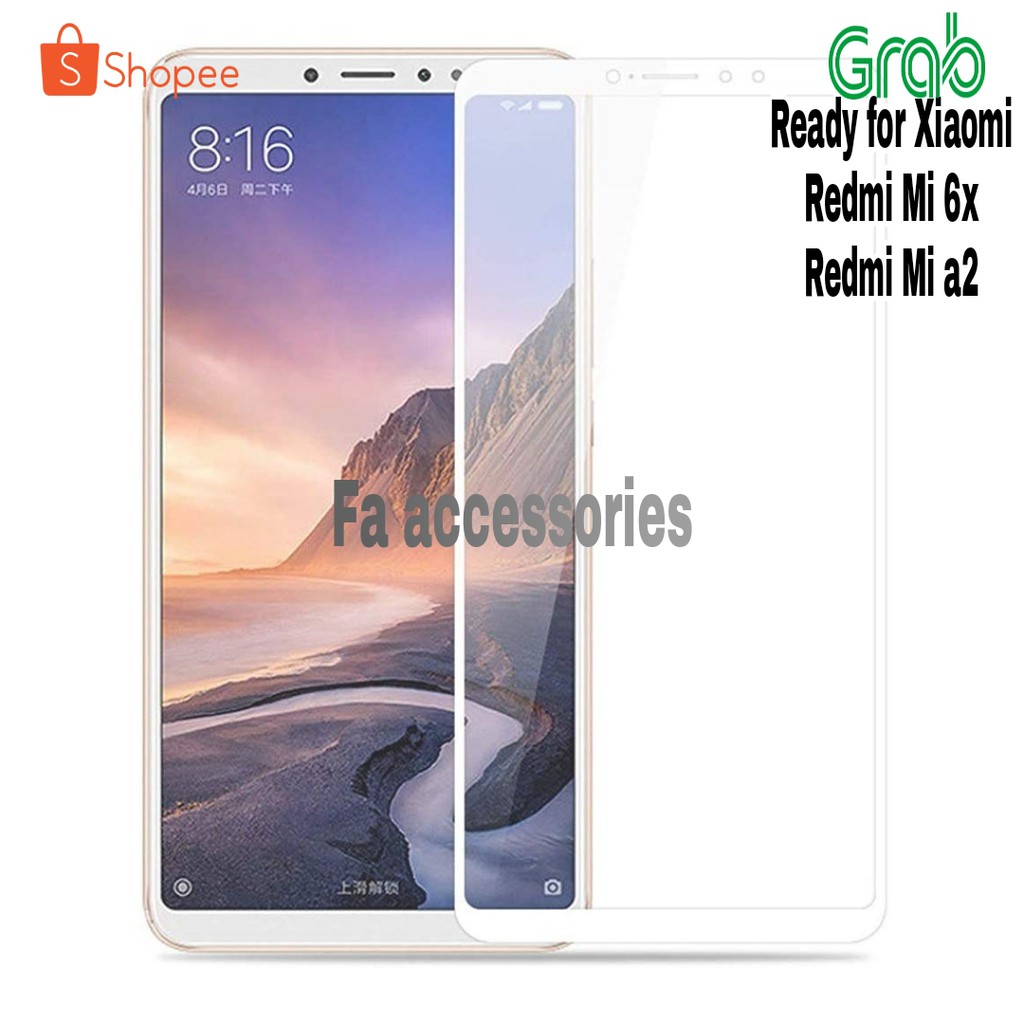 TEMPERED GLASS 5d full lem XIAOMI MI6X MI 6X MIA2 A2 HITAM