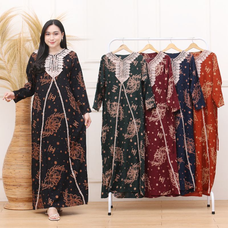 gamis Arab terbaru , daster renda lengan panjang