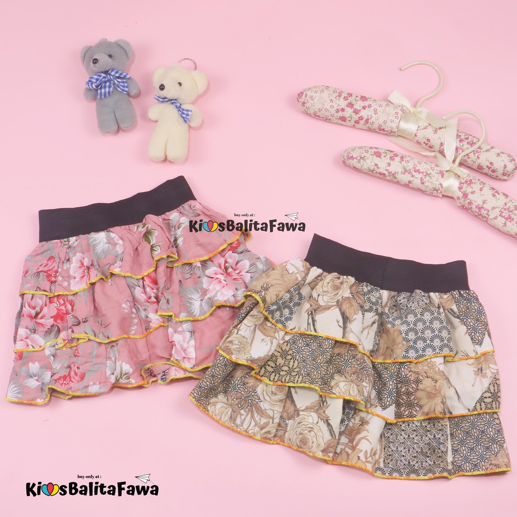 Rok Tumpuk Motif uk 1-2 Tahun / Rok Anak Perempuan Cewek Murah Skirt Pendek Polos Lucu Grosir Cewek