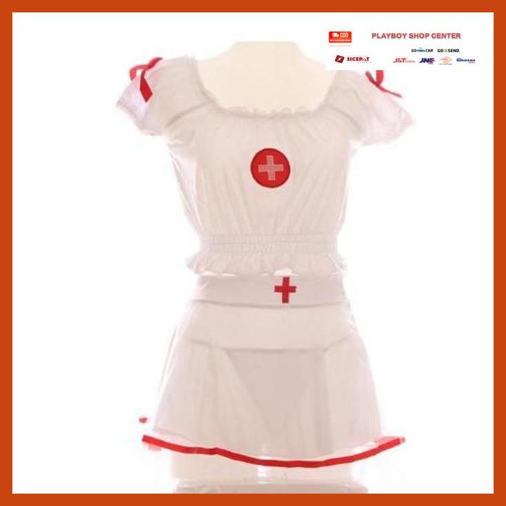LINGERIE SET KOSTUM COSPLAY SERAGAM PERAWAT WARNA PUTIH A236 / LINGERIE SET KOSTUM COSPLAY SERAGAM P