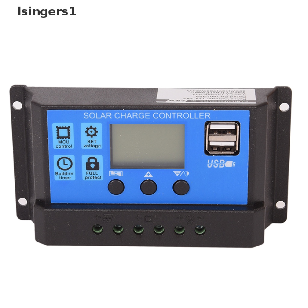 (lsingers1) Regulator Controller Charger Baterai Tenaga Surya 12V / 24V 30A PWM Dengan Layar LCD