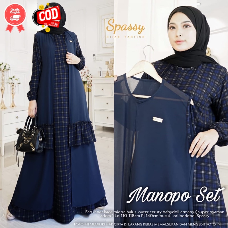 Manopo set Dress Maxy Fahsion Wanita Motif Kekinian Terbaru Original By Spasy