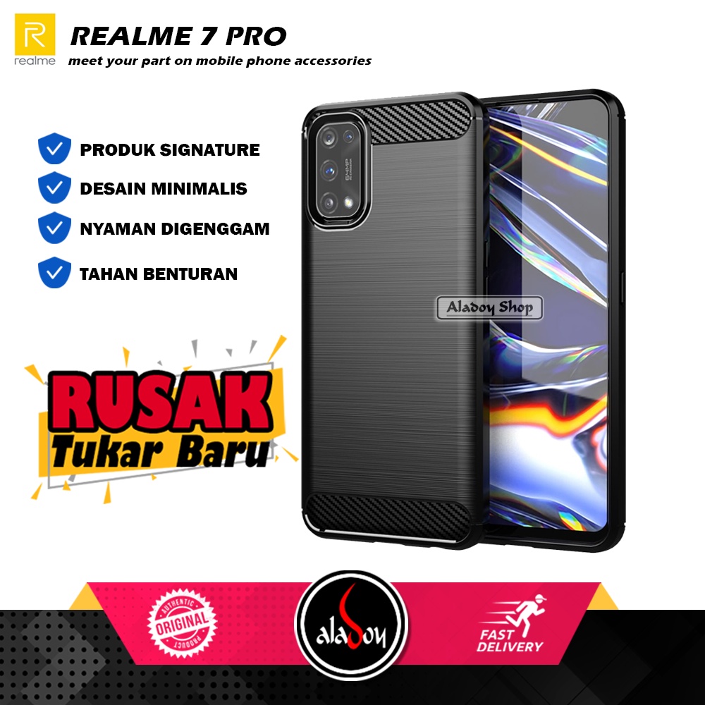 Case REALME 7 PRO Slim Ipaky Carbon Fiber Premium Softcase Casing HP