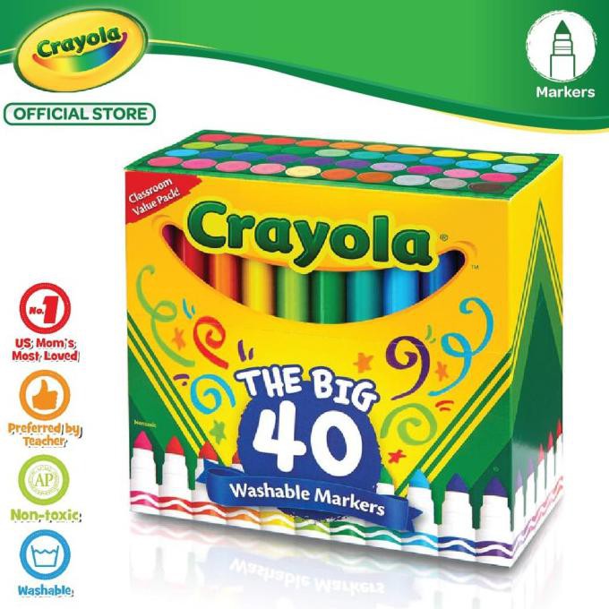 

(COD) Crayola Ultra-Clean Washable Broad Line Marker - 40 Color