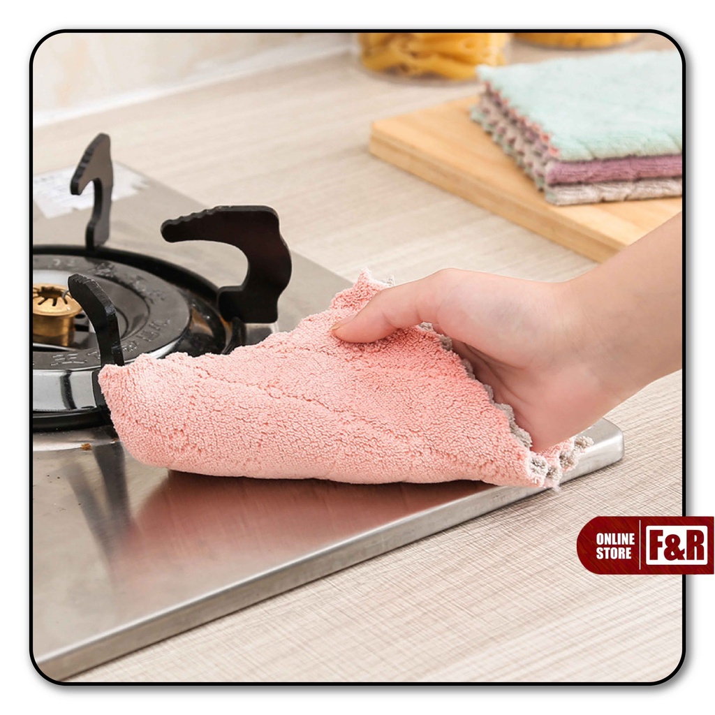 Kain Lap Microfiber Dapur Anti Minyak Lap Piring Kompor Serbet Dapur Serbaguna Lap Mikrofiber