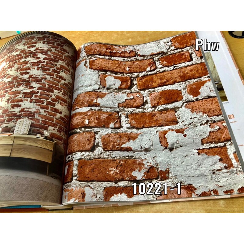 Wallpaper Dinding Batu Bata 3D Alam Colat Putih Roll Besar