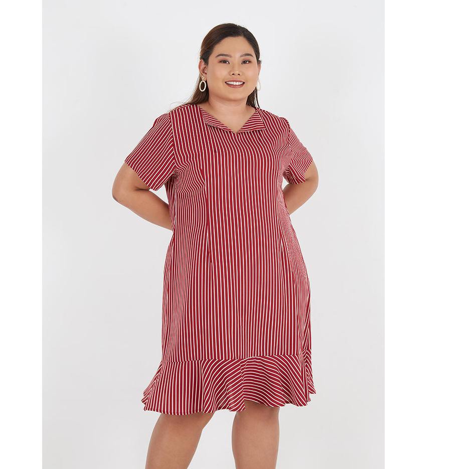 Sorabel - Gissa Stripe Flare Dress Big Size Jumbo
