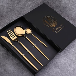 Cutlery Set Alat Makan Sendok Korea Lengkap Mewah Gold